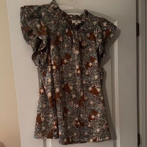 Entro Brown and Cream Floral Blouse